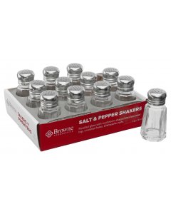 Browne 575224 Round Paneled Glass Salt & Pepper Shaker with Stainless Steel Top 1 oz. - Clear - 12/Set
