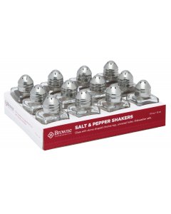 Browne 575225 Square Glass Mini Salt & Pepper Shaker with Chrome-Plated Top 1/2 oz. - Clear - 12/Set