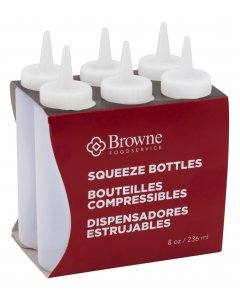 Browne 57800800 Dressing Squeeze Bottle with No-Drip Tip 8 oz. - Clear - 6/Set