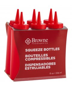 Browne 57800805 Ketchup Squeeze Bottle with No-Drip Tip 8 oz. - Red - 6/Set