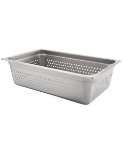 Browne 5781116 Medium-Weight Stainless Steel Anti-Jam Perforated Steam Table Food Pan 6" Deep - Full Size