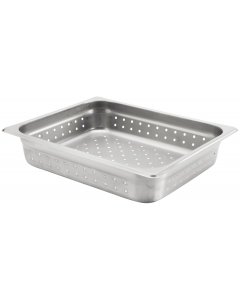 Browne 5781212 Medium-Weight Stainless Steel Anti-Jam Perforated Steam Table Food Pan 2-1/2" Deep - 1/2 Size