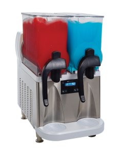 Bunn 58000.0002 Ultra NX Slushy / Frozen Drink Machine with (2) 3-Gallon Pourover Hoppers and Flat Lids - Stainless/White - 120v