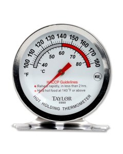 Taylor Precision 5980N Professional Hot Holding Thermometer with 2" Dial - (100 to 180 Deg. F)
