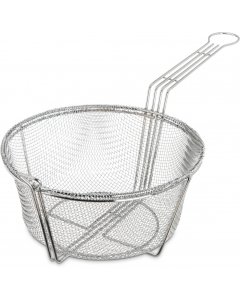 Carlisle 601001 Chrome-Plated Steel Coarse Mesh Round Fry Basket with Front Hook and 8-1/2"L Uncoated Handle 9-3/4" dia. - 12/Case