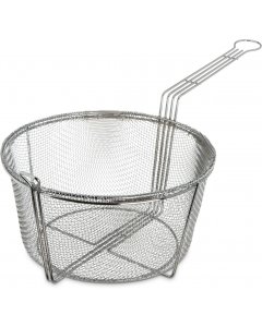 Carlisle 601002 Chrome-Plated Steel Coarse Mesh Round Fry Basket with Front Hook and 10-3/8"L Uncoated Handle 11-1/2" dia. - 12/Case