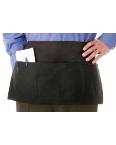Chef Revival 605PS-BK Polyester Waist Apron with 3 Front Pockets 12" x 24" - Black