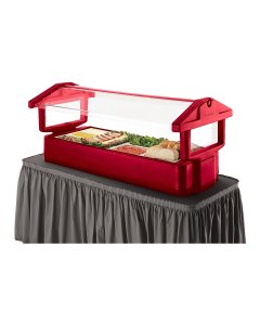 Cambro 6FBRTT158 Hot Red Tabletop Double-Sided Self-Serve Salad/Buffet Food Bar with Sneeze Guard 71-1/2" - (5) Full Size Pan/Capacity