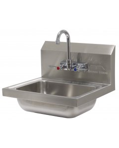 Advance Tabco 7-PS-60 Stainless Steel Wall Mounted Hand Sink with Gooseneck Faucet 17" - 14" x 10" x 5" Bowl
