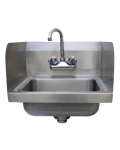 Advance Tabco 7-PS-EC-X Special Value Stainless Steel Wall Mounted Hand Sink 17" with Splash Mount Gooseneck Faucet and 14" x 10" x 5" Deep Bowl