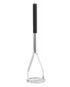 TableCraft 7319 Potato Masher with 4-1/2" Round Chrome Plated Steel Face and Black Vinyl Handle - 19-3/4"L - 4/Case