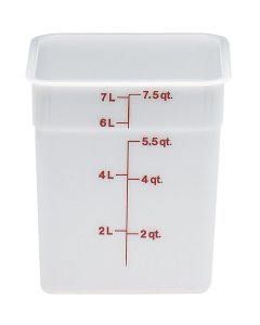 Cambro 8SFSP148 CamSquare Polyethylene Food Storage Container with Red Graduations 8 qt. - Natural White