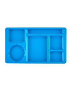 Cambro 915CW168 Camwear 2 x 2 Polycarbonate Ambidextrous 6-Compartment Tray 8-3/4" x 15" - Blue - 24/Case
