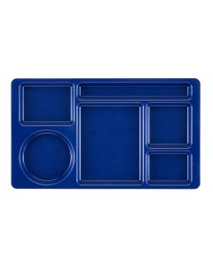 Cambro 915CW186 Camwear 2 x 2 Polycarbonate Ambidextrous 6-Compartment Tray 8-3/4" x 15" - Navy Blue - 24/Case