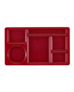 Cambro 915CW416 Camwear 2 x 2 Polycarbonate Ambidextrous 6-Compartment Tray 8-3/4" x 15" - Cranberry - 24/Case