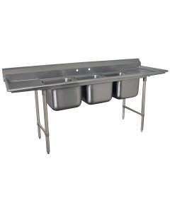 Advance Tabco 93-3-54-18RL Regaline Stainless Steel 3-Compartment Sink 151" with 20"F/B x 16"W x 12" Deep Bowls - Left/Right Drainboards