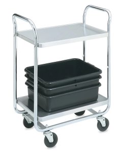 Vollrath 97160 Thrift-I-Cart 2 Shelf Utility Cart / Bus Cart 28"L x 16"W x 36"H - Chrome-Plated - 400 lb. Capacity