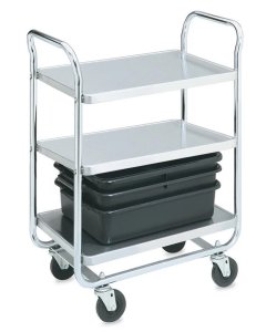 Vollrath 97166 Thrift-I-Cart 3 Shelf Utility Cart / Bus Cart 28"L x 16"W x 36"H - Chrome-Plated - 400 lb. Capacity