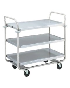 Vollrath 97167 Thrift-I-Cart 3 Shelf Utility Cart / Bus Cart 40-1/2"L x 21"W x 36-1/4"H - Chrome-Plated - 500 lb. Capacity