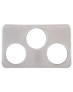 Winco ADP-666 Stainless Steel Steam Table Pan Adapter Plate 21"W x 13"D - Fits (3) 4 qt. Insets - 10/Case