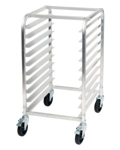 Winco ALRK-10BK Aluminum Mobile Half-Height End Loading Sheet Pan Rack 39"H - (10) Full-Size Pan/Capacity - Unassembled