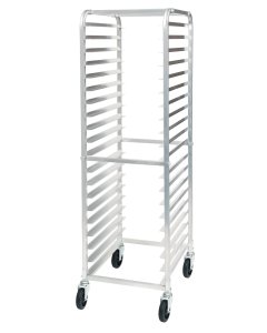 Winco ALRK-20 Aluminum Mobile Full-Height End Loading Sheet Pan Rack without Brakes 70"H - (20) Full-Size Pan/Capacity - Unassembled