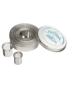Adcraft AT-5357 Ateco Tin Plated 11-Piece Plain Round Biscuit Cutter Set with Storage Canister - 96 Sets/Case
