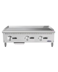 Atosa ATMG-36 CookRite Countertop Heavy-Duty Gas Griddle w/ 3 Burners, Steel Plate & Manual Control - 90,000 BTU