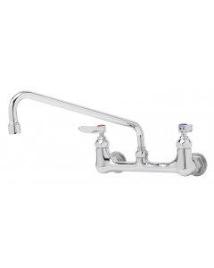 T&S Brass B-0231 Wall Mounted Mixing/Pantry Faucet with 8" Adjustable Centers, 12" Swing Nozzle, and Eterna Cartridges