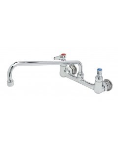 T&S Brass B-2299 Wall Mounted Mixing/Pantry Faucet with 14" Swing Spout, 23.09 GPM Stream Regulator, 8" Adjustable Centers, and Lever Handles