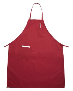 Winco BA-PRD Signature Chef Poly/Cotton Chef Full Length Bib Apron with 2 Pockets 33"L x 26"W - Red - 12/Case