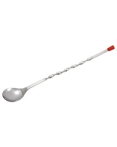Winco BPS-11 Stainless Steel Twisted Handle Bar Spoon with Red Knob 11" - 24/Case