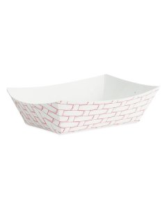 Boardwalk BWK30LAG050 Red/White Paper Food Boat Tray 1/2 lb. Capacity - 1000/Case