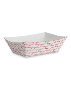 Boardwalk BWK30LAG100 Red/White Paper Food Boat Tray 1 lb. Capacity - 1000/Case