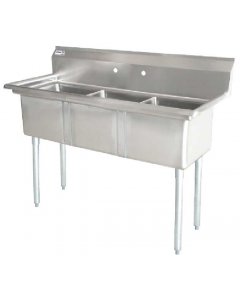 Culitek C3T101410 Stainless Steel 3-Compartment Sink 36" - No Drainboard