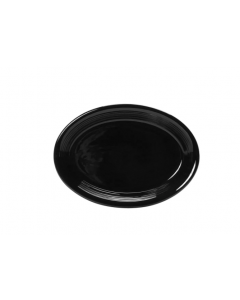 Tuxton CBH-1352 13 1/2" x 9 3/4" Oval Concentrix®© Platter - Ceramic, Black - 6ea/Case