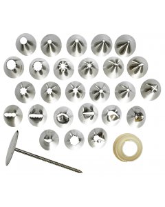 Winco CDT-26 Stainless Steel Cake Decorating Nozzle Set - 26 Tips