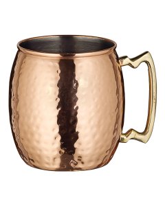 Winco CMM-20H Hammered Copper Moscow Mule Mug with Brass Handle 20 oz.  - 36/Case