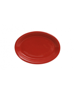 Tuxton CQH-1352 13 1/2" x 9 3/4" Oval Concentrix®© Platter - Ceramic, Cayenne - 6ea/Case