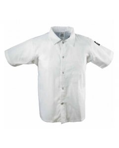Chef Revival CS006WH-L Unisex Poly/Cotton Short Sleeve Cook Shirt with Front Snaps and Chest Pocket - White - Size Large