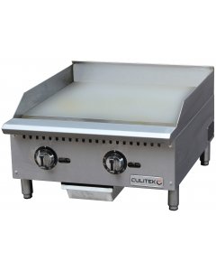 Culitek CULCTG24TNG SS-Series Countertop Natural Gas Griddle w/ 2 Burners and Thermostatic Controls 24" - 60,000 BTU