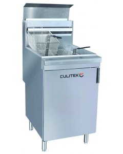 Culitek CULGF150NG SS-Series One Bank Natural Gas Floor Fryer 21" - Holds 65 to 70 lb. - 150,000 BTU
