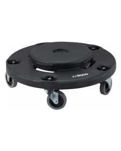 Winco DLR-18 Plastic Twist-On Round Trash Can Dolly with Raised Center 18" - Black - 400 lb Capacity