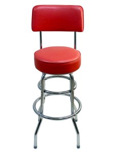 AAA Furniture Wholesale DRB/BACK Swivel Seat Bar Stool with Back & Double Footring 41"OAH Black Vinyl