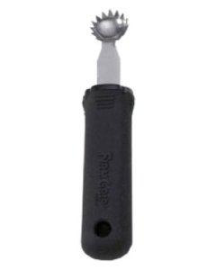 TableCraft E5607 FirmGrip Stainless Steel Tomato Stem Corer with Black Ergonomic Soft Grip Handle - 12/Case
