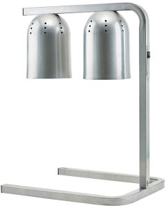 Winco EHL-2C Freestanding Infrared Twin Bulb Heat Lamp Food Warmer with Adjustable U-Shaped Stand 19-3/4"L x 14"W x 28-5/8"H - Silver - 120v