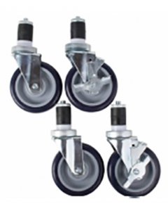 Adcraft ES-1 Swivel Stem Casters 4" - for Work Tables and Equipment Stands - 4/set (2 w/ Brakes)