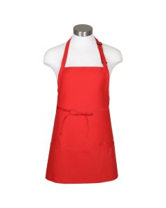 Fame Fabrics F10-18153  Bib Apron with 3 Divisional Pockets 28" x 24" - Red