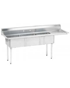 Advance Tabco FE-3-1515-15R-X Special Value Stainless Steel 3-Compartment Sink 62-1/2" with 15" x 15" x 12" Deep Bowls - Right Drainboard
