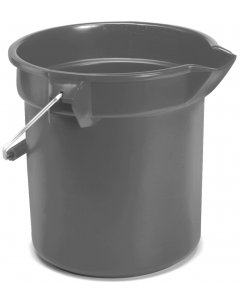 Rubbermaid FG296300GRAY BRUTE Plastic Round Bucket with Molded-In Graduations 10-1/2" dia. x 10-1/4"H - 10 Qt. - Gray